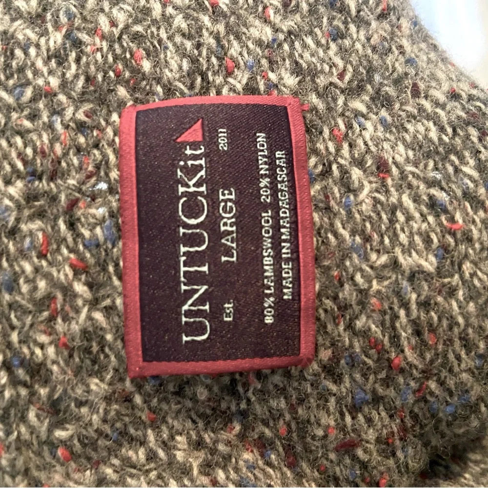 UNTUCK it emeric donegal lambswool button up shawl collar grandpa cardigan Large - Picture 4 of 6
